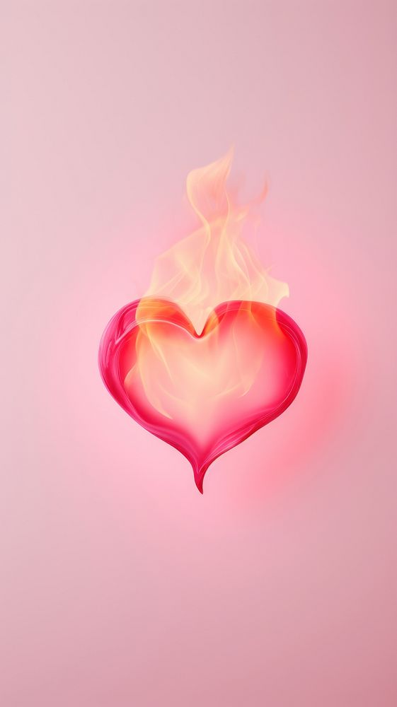 Pink burning heart icon flame fire celebration.