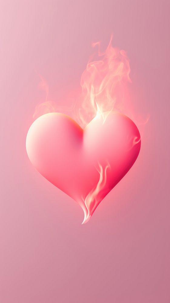 Pink burning heart icon abstract softness glowing.