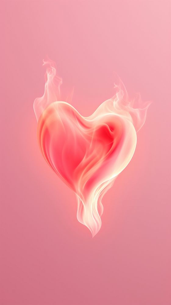 Pink burning heart icon smoke abstract softness.