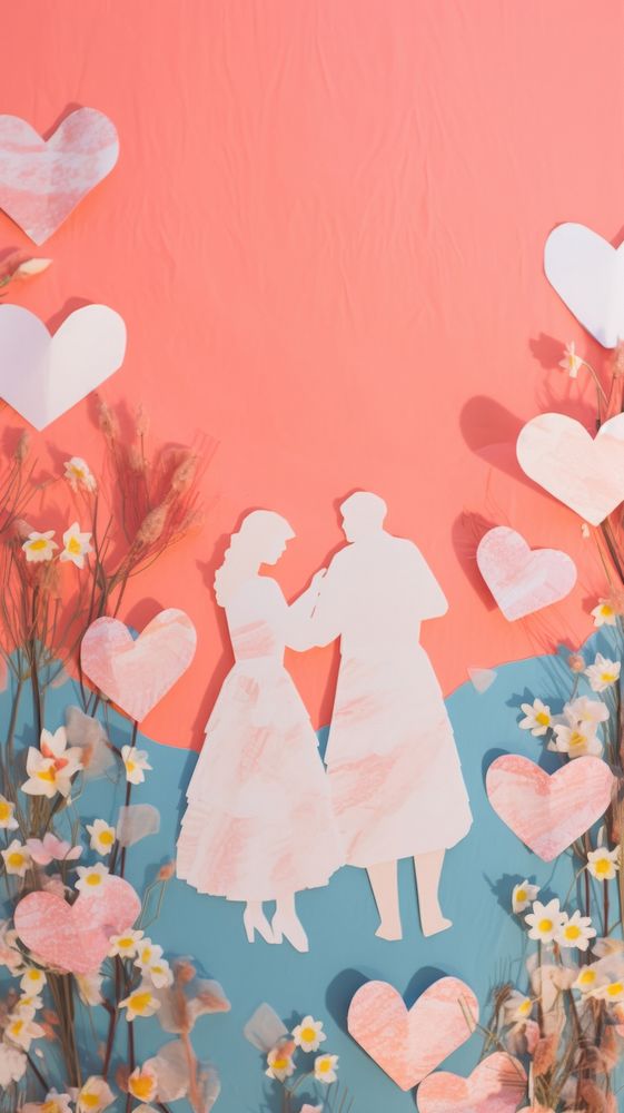 Cute valentines craft collage art representation togetherness.