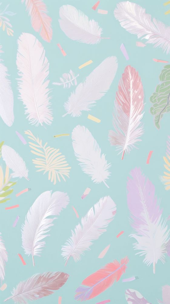 Feather craft collage pattern plant backgrounds.