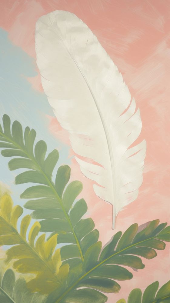 Feather painting plant leaf.