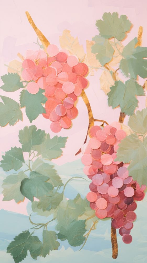 Grapes tree craft collage art painting flower.