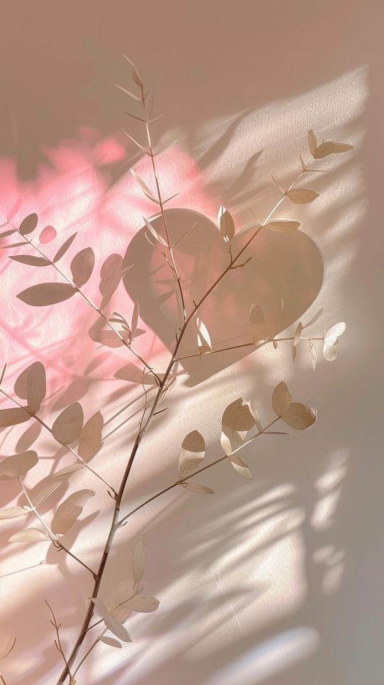 Heart shadow pink chandelier sunlight.