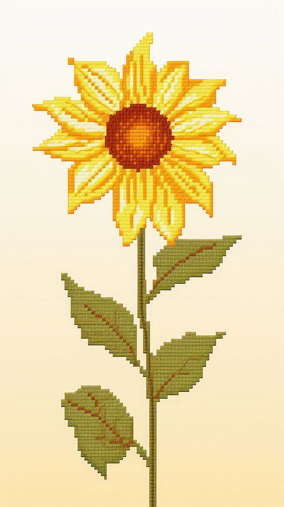 Cross stitch little sunflower pattern nature plant.