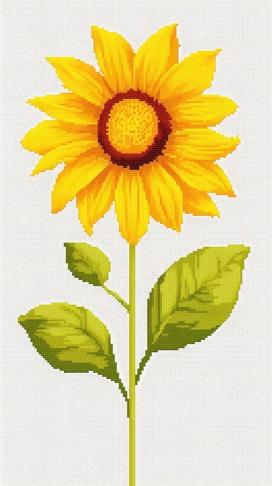 Cross stitch little sunflower nature plant inflorescence.
