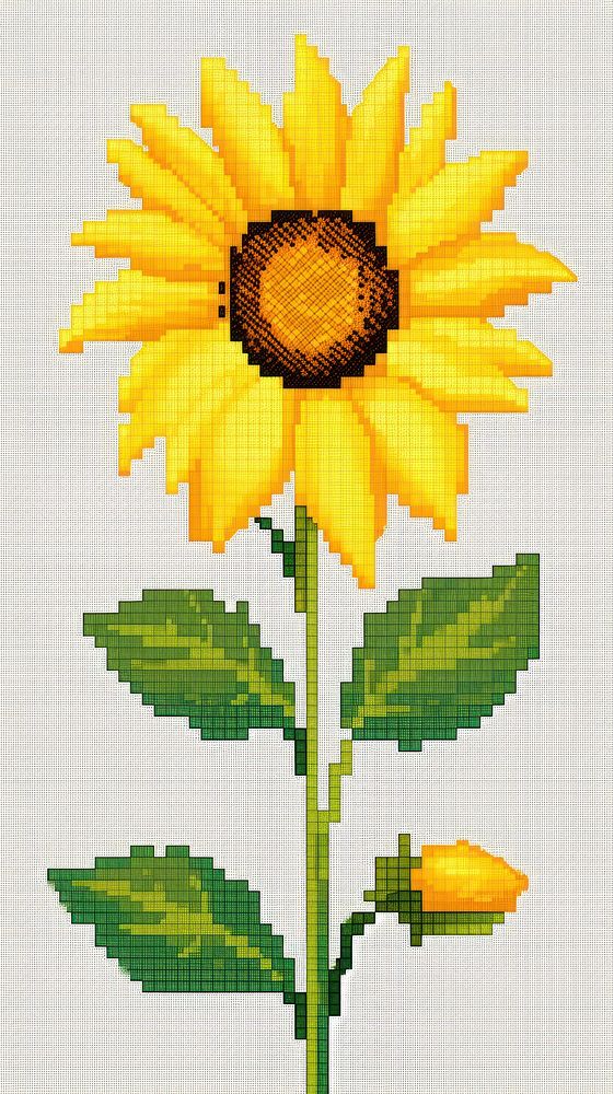 Cross stitch little sunflower pattern nature plant.