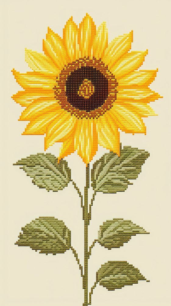 Cross stitch sunflower pattern nature plant inflorescence.