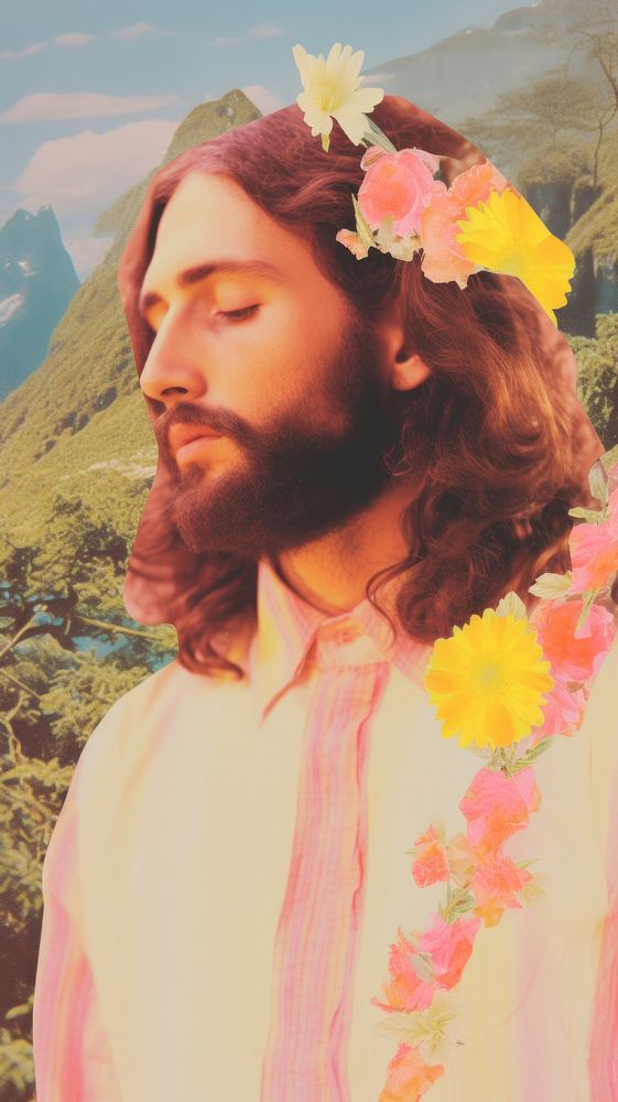 Jesus portrait outdoors flower.