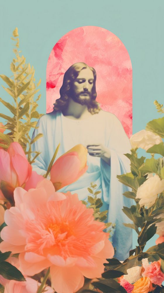 Jesus love craft collage flower art painting.