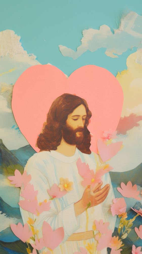 Jesus love craft collage art painting flower.