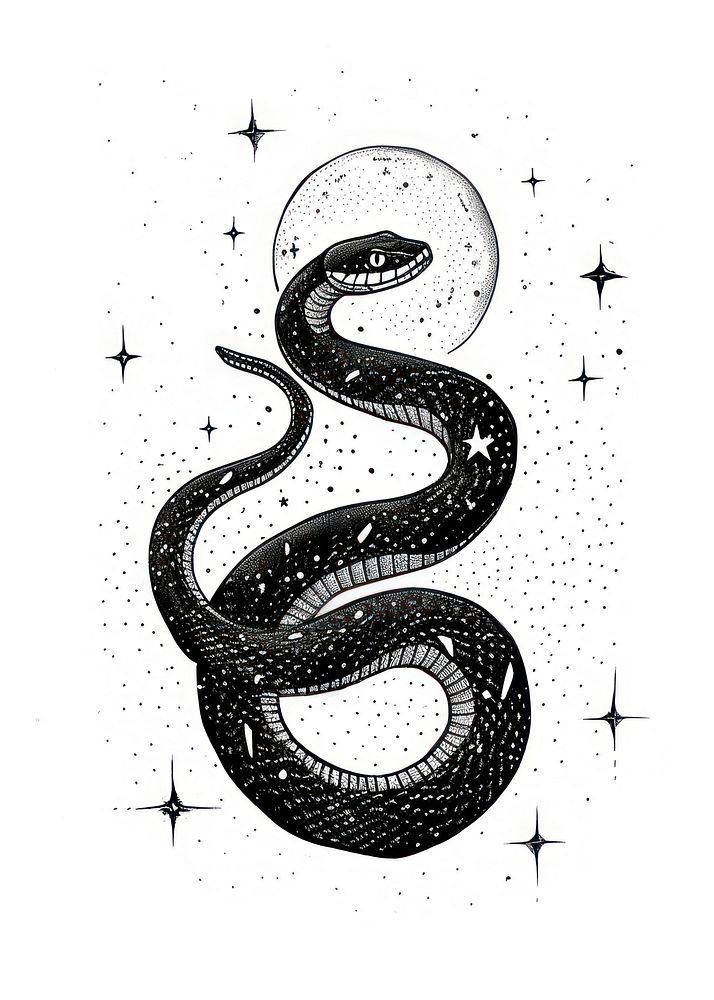 Snake celestial drawing reptile sketch.