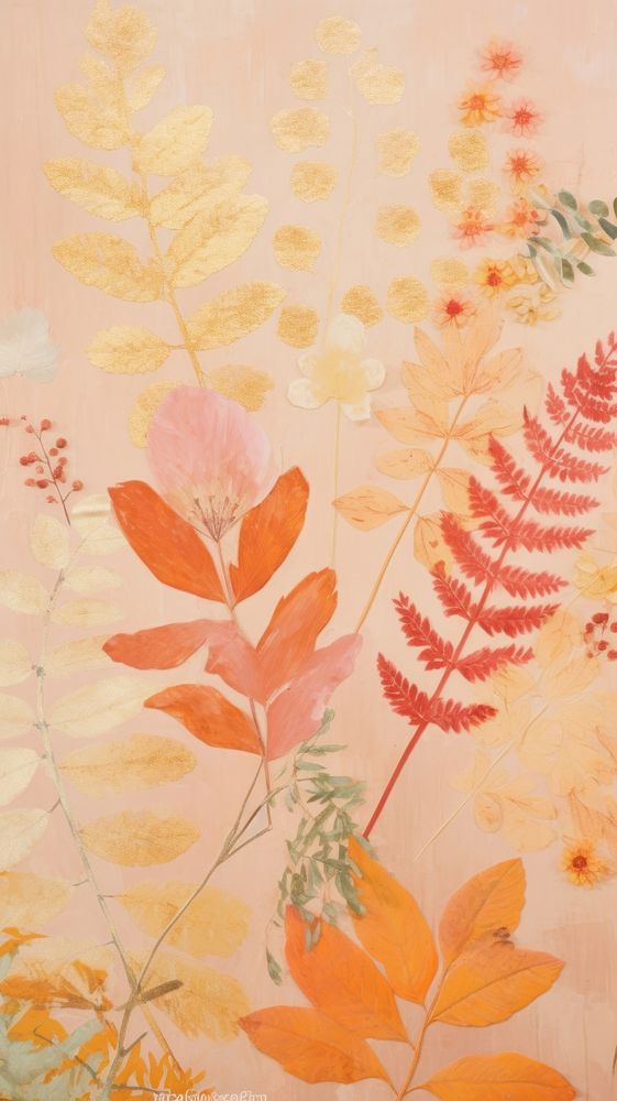 Painting autumn craft collage art pattern plant.