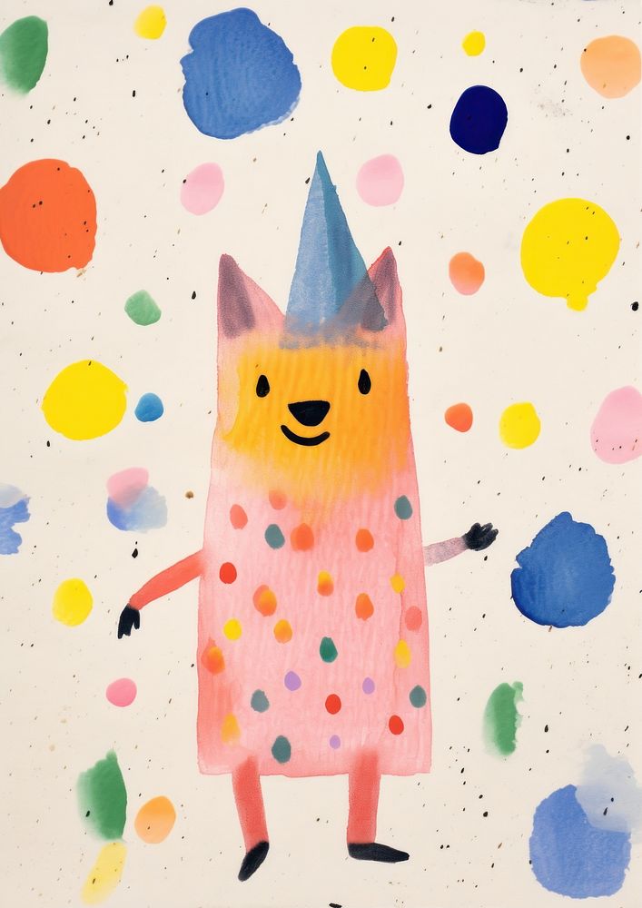 Happy fox enjoy party painting animal paper.