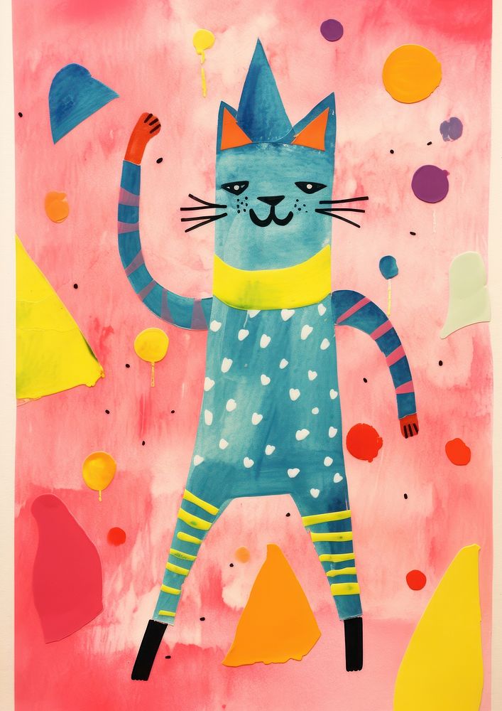 Happy cat enjoy party animal painting mammal.