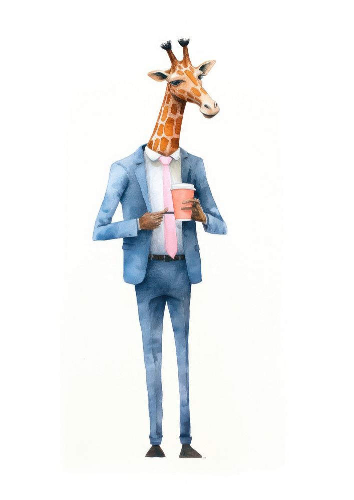 Happy giraffe businessperson animal wildlife mammal.