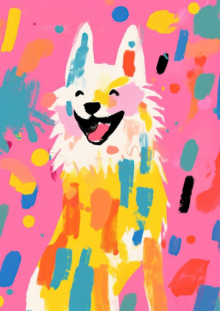 Happy dog enjoy party backgrounds abstract painting.