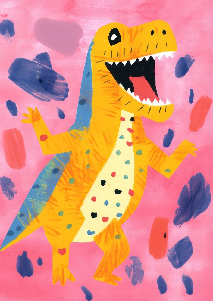 Happy dinosaur enjoy party animal painting representation.