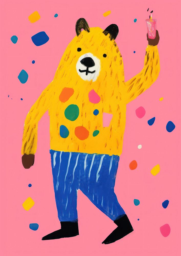 Happy bear enjoy party painting mammal animal.