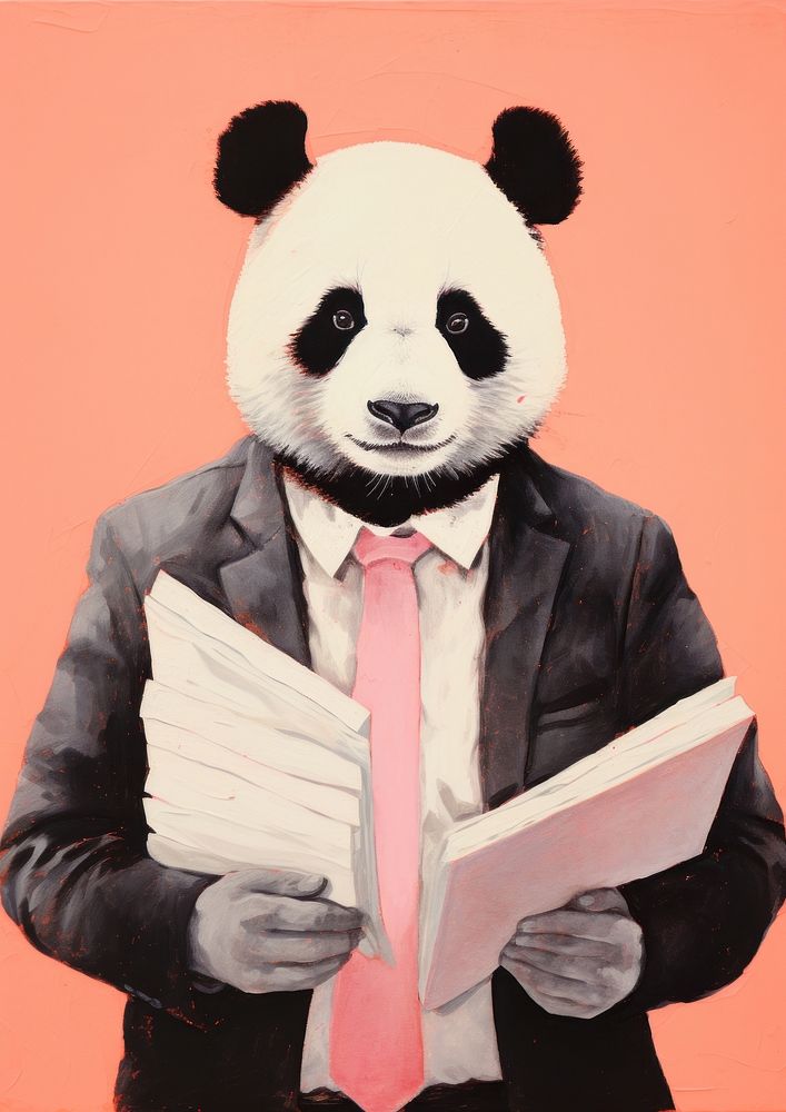 Happy panda businessperson animal mammal adult.