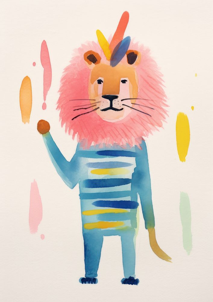 Happy lion enjoy party animal painting mammal.