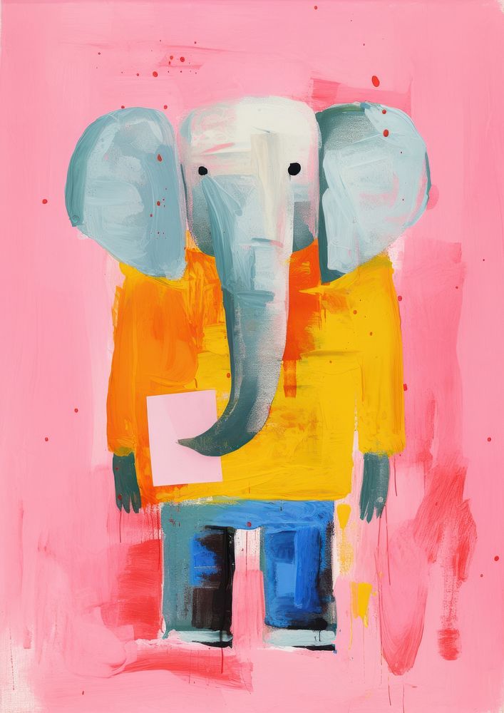 Elephant teacher cartoon character animal painting representation.