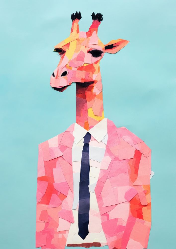 Giraffe businessperson animal art mammal.