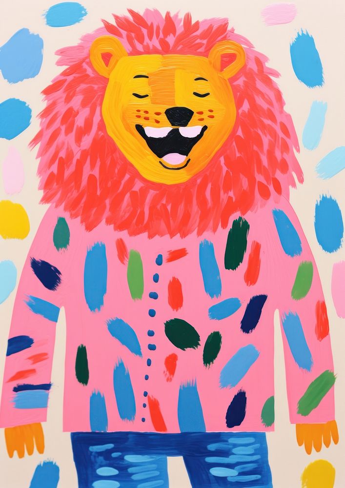 Happy lion enjoy party painting mammal animal.