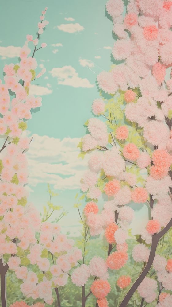 Spring tree craft collage art outdoors painting.