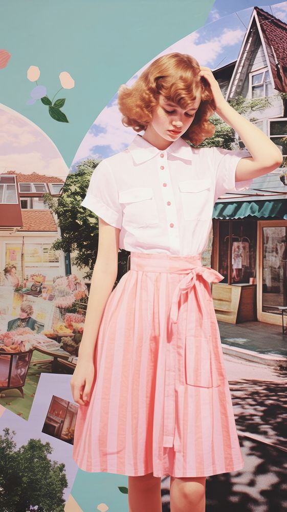 Street craft collage portrait dress skirt.