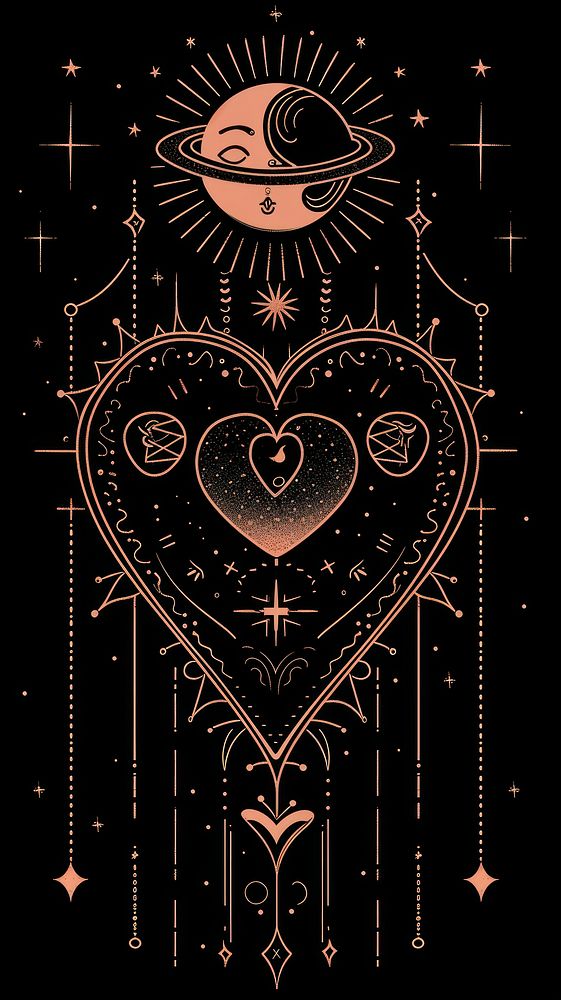 Surreal aesthetic heart logo illuminated creativity astronomy.