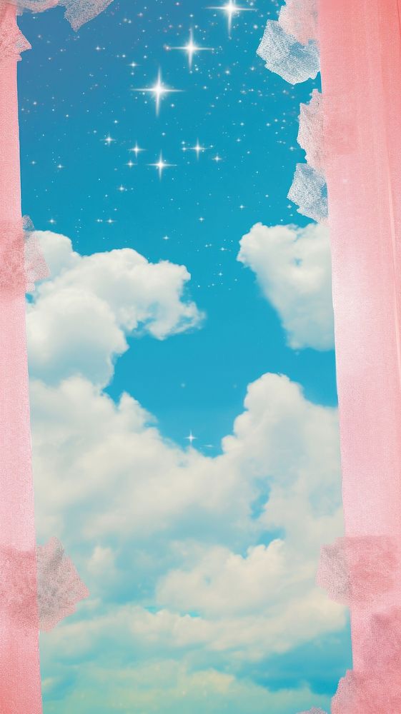 Surreal windows with galaxy craft collage outdoors nature cloud.
