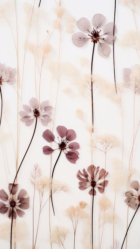 Real pressed winter flowers backgrounds pattern plant.