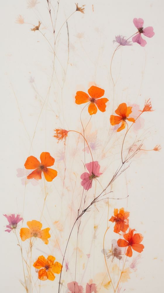 Real pressed wildflowers backgrounds painting pattern.