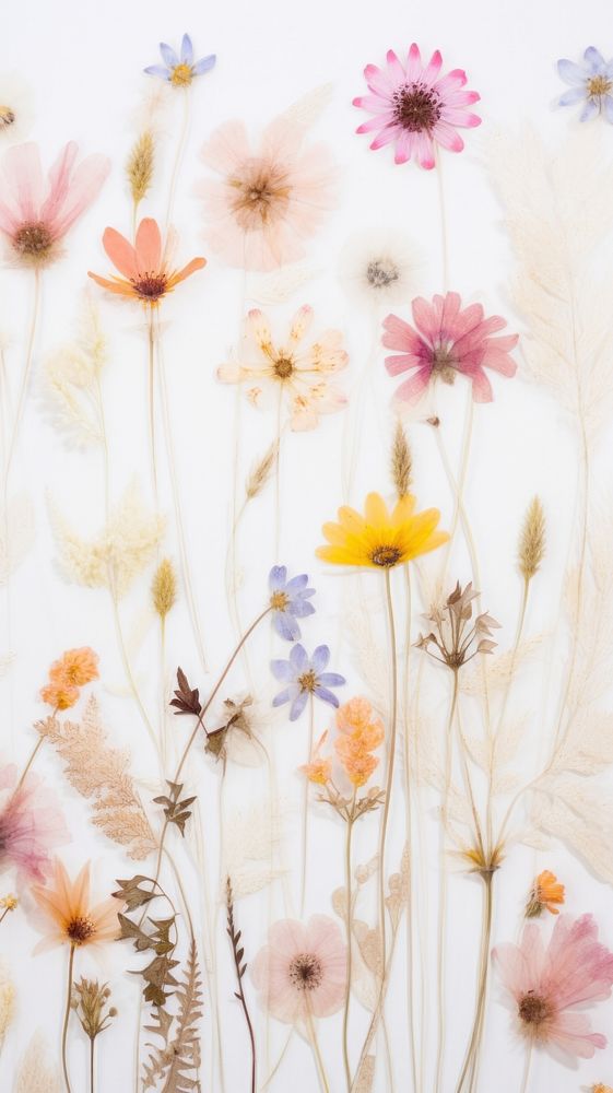 Real pressed wildflowers backgrounds pattern petal.