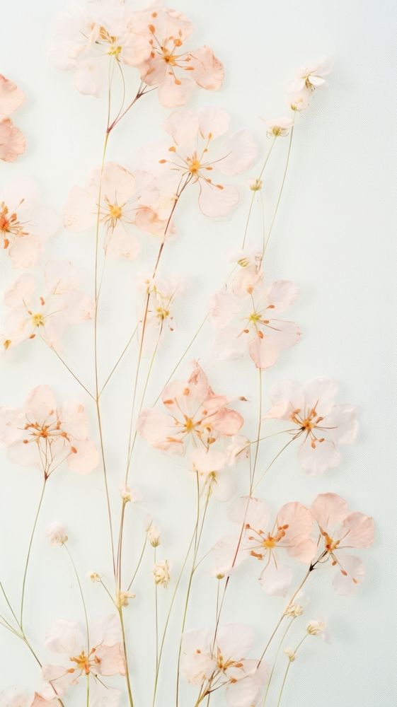 Real pressed gypsophila flowers petal plant inflorescence.