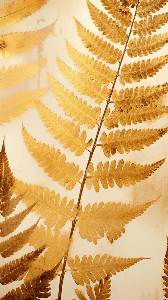 Real pressed gold fern leaves backgrounds plant leaf.