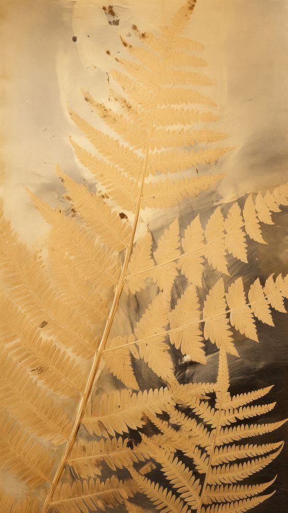 Real pressed gold fern leaves backgrounds plant leaf.
