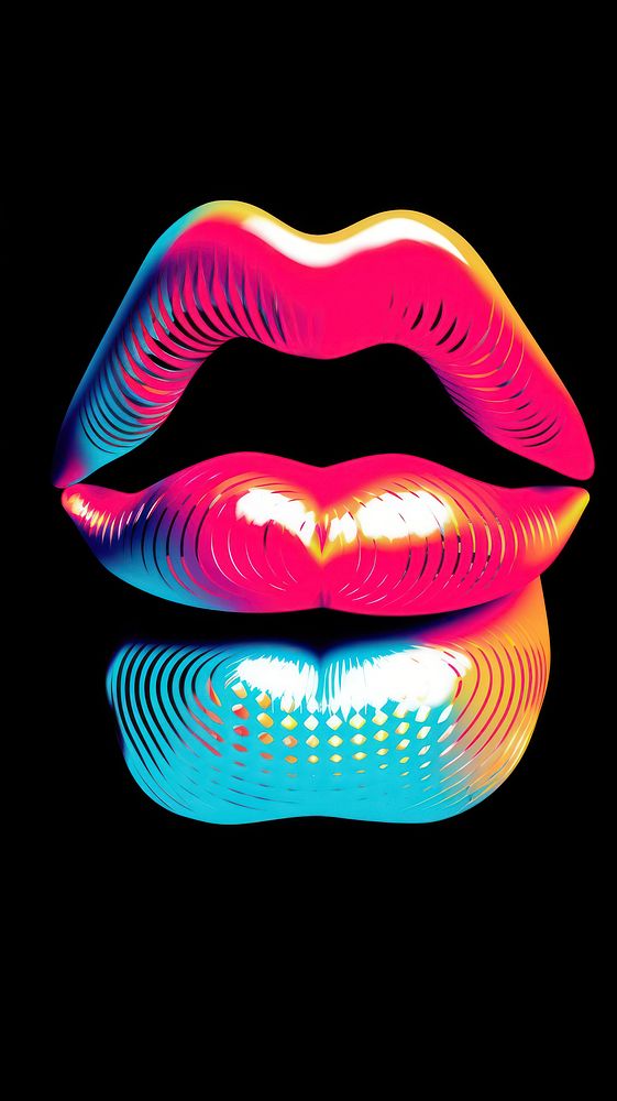 Lips illuminated lipstick glowing.