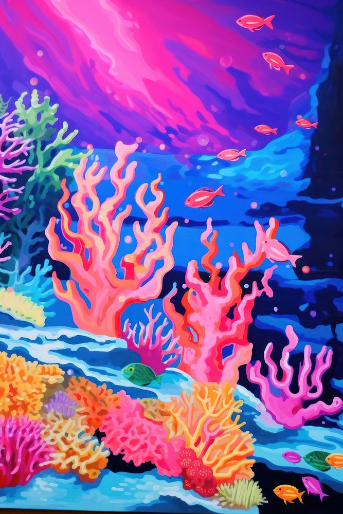 Coral reef painting aquarium outdoors.