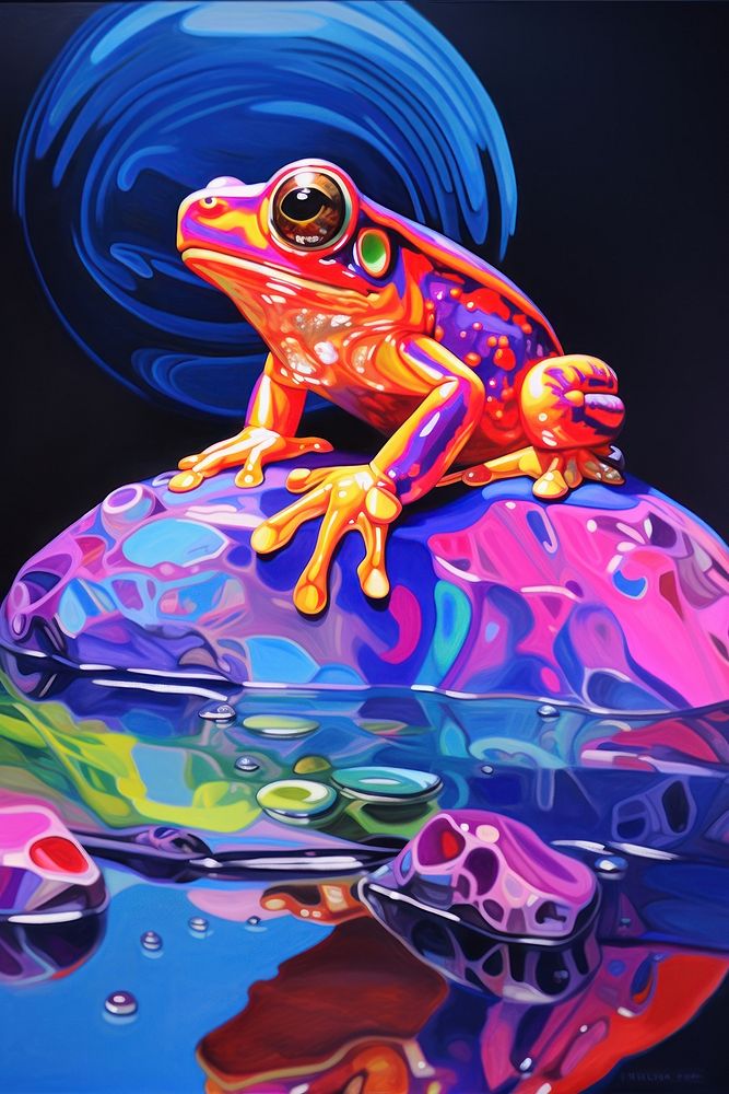 Frog purple amphibian painting.