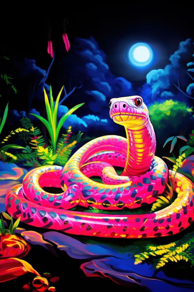 King cobra reptile purple animal.