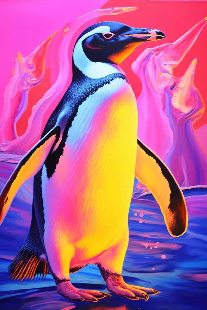 King penguin painting animal purple.
