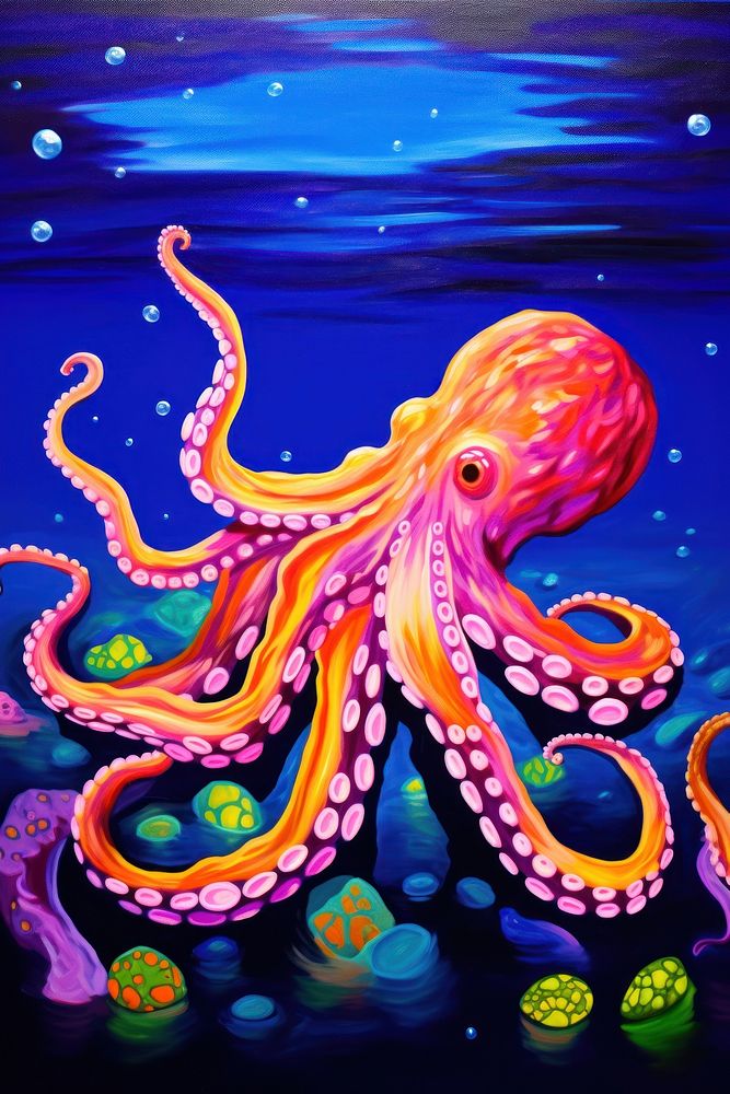 Octopus painting animal marine.