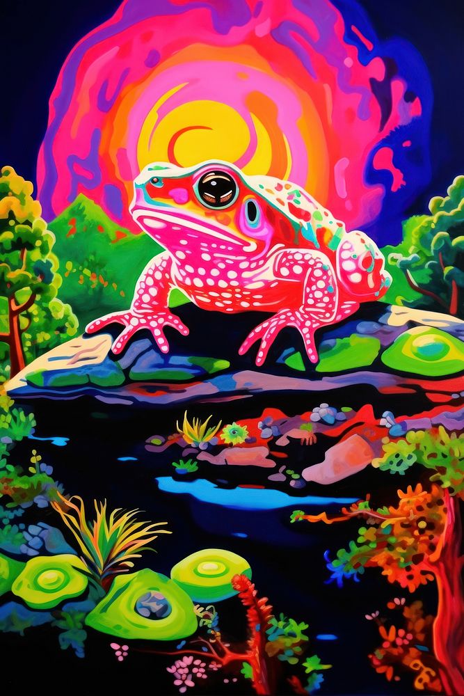 Toad painting amphibian purple.