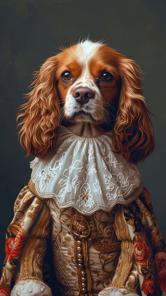 Spaniel animal portrait painting.