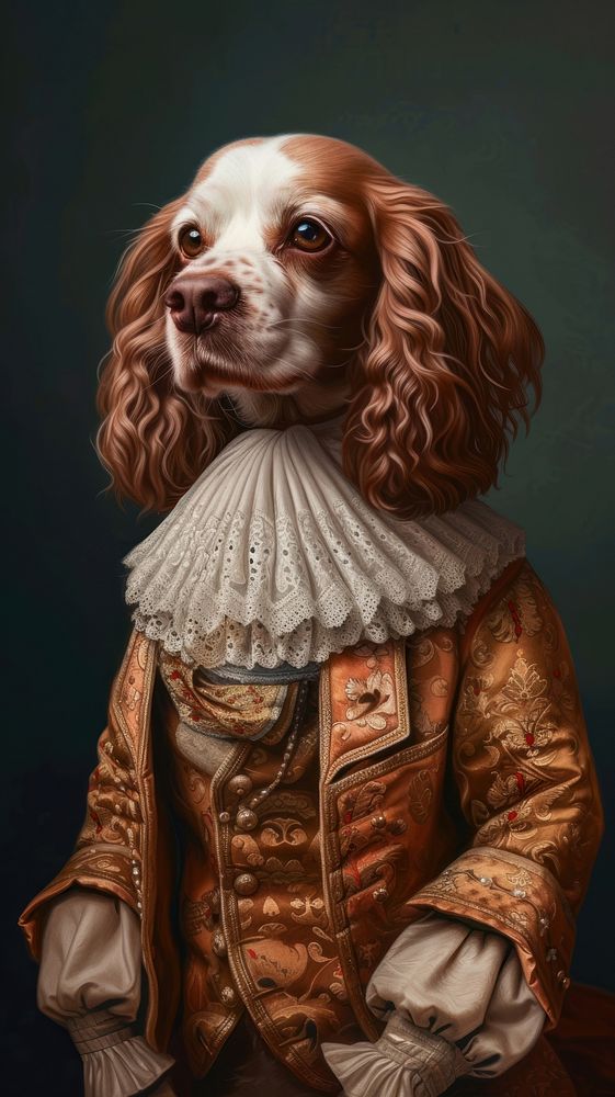 Portrait spaniel animal art.