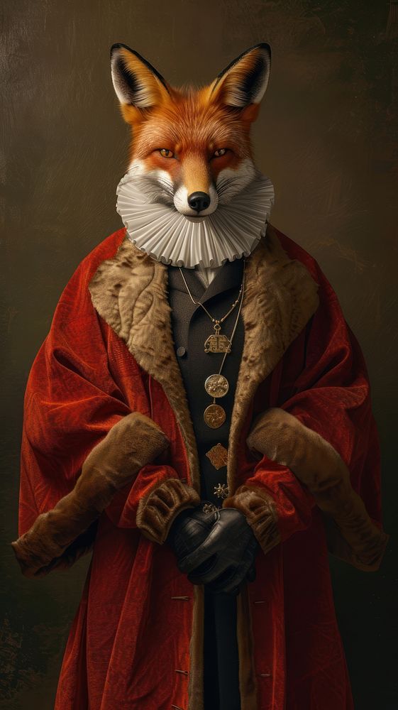 Animal fox portrait painting.