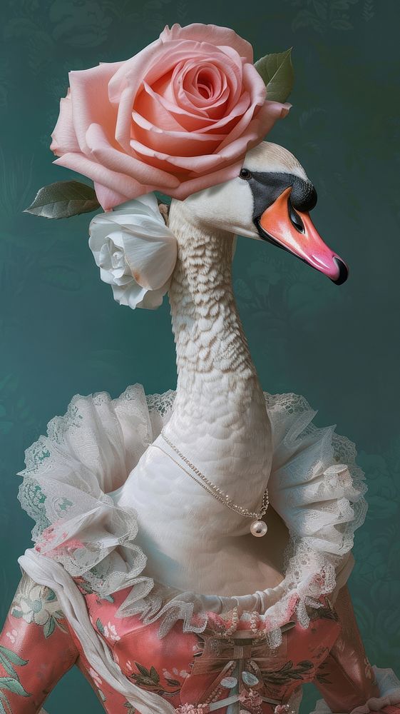 Animal swan rose flower.