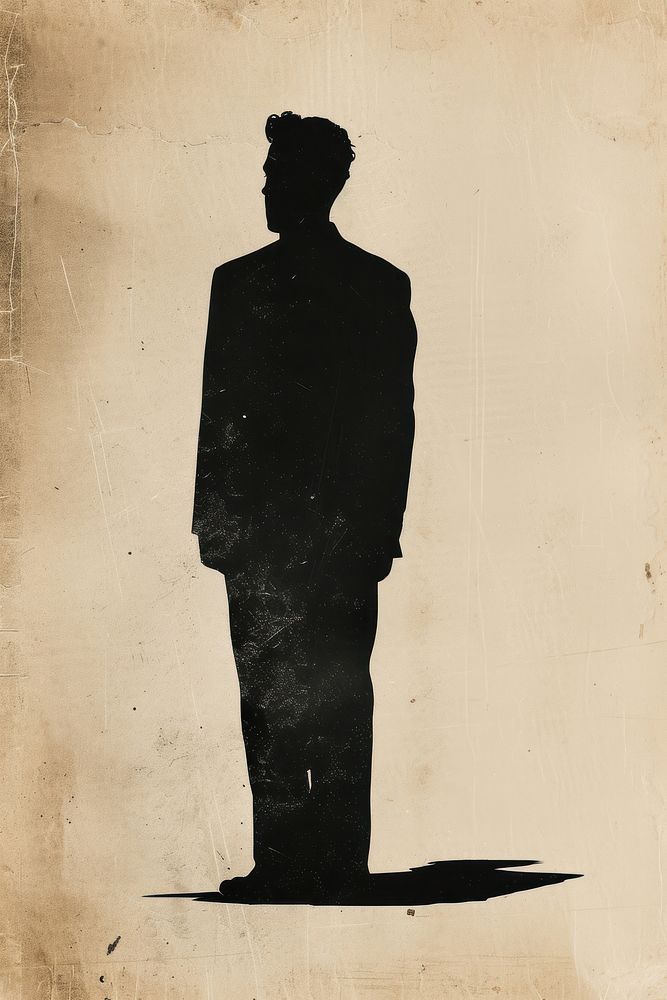 Litograph minimal vintage man silhouette adult backlighting.